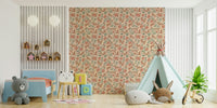 Kids’ room wallpaper with ponies and peonies


