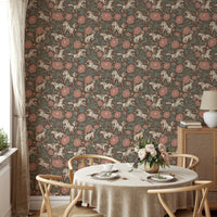 Ponies and Peonies Wild West Americana wallpaper detail

