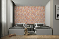 Playful pony and peony floral wallpaper pattern

