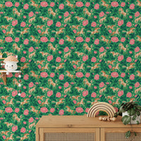 Kids’ room wallpaper with ponies and flowers

