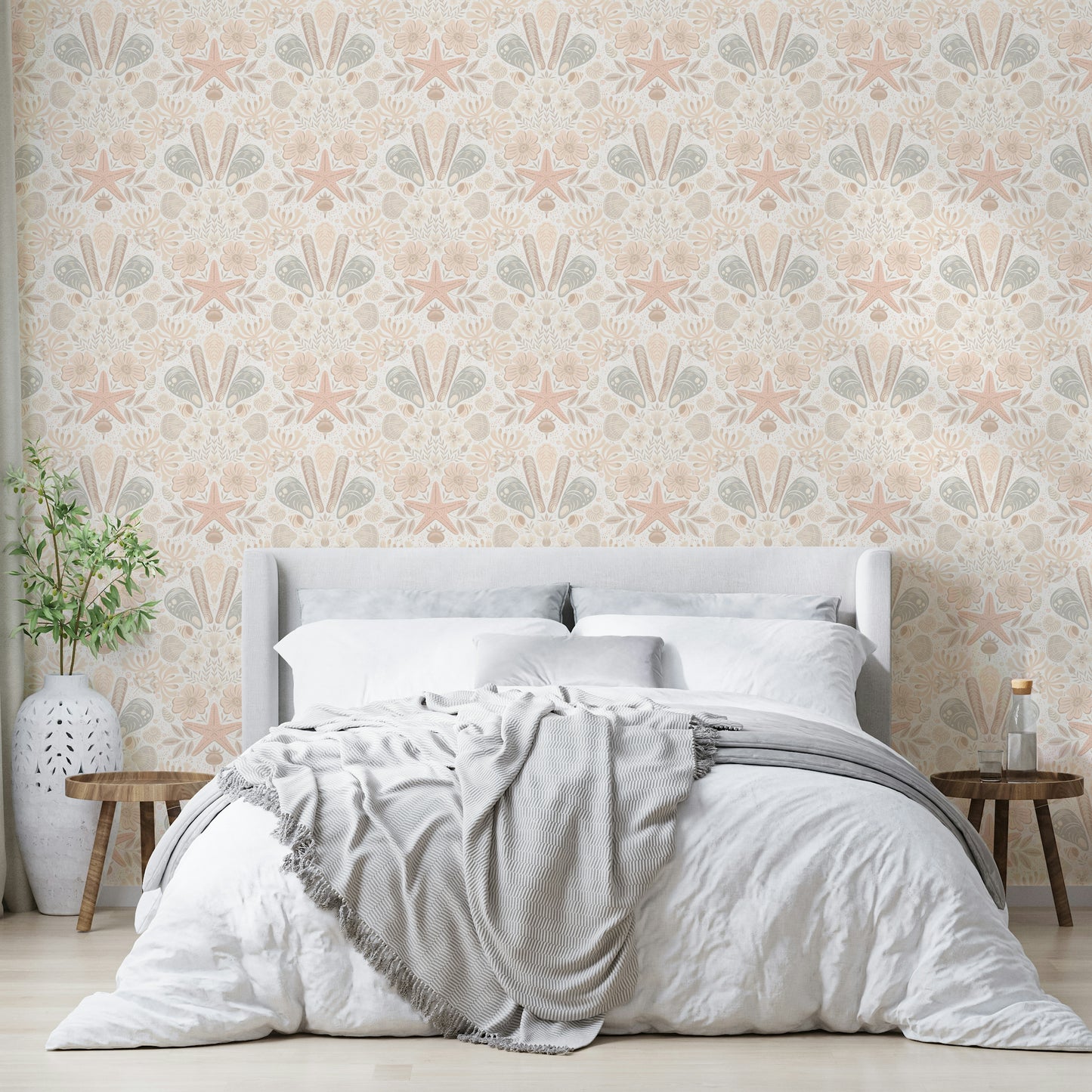 Beach-inspired floral wallpaper for walls

