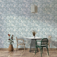 Soft baby blue sea kale leaf wallpaper pattern

