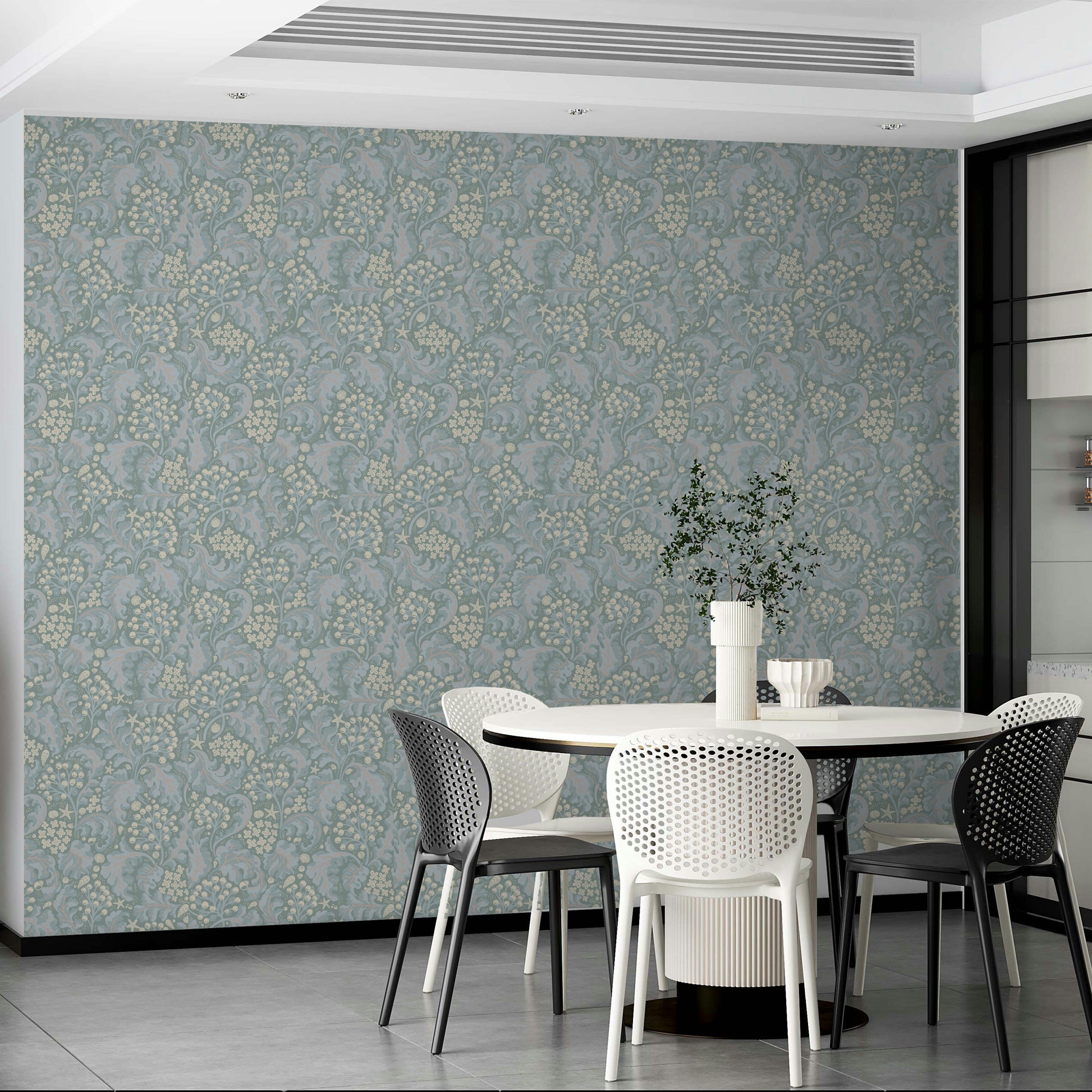 Modern wallpaper with luminous leaves

