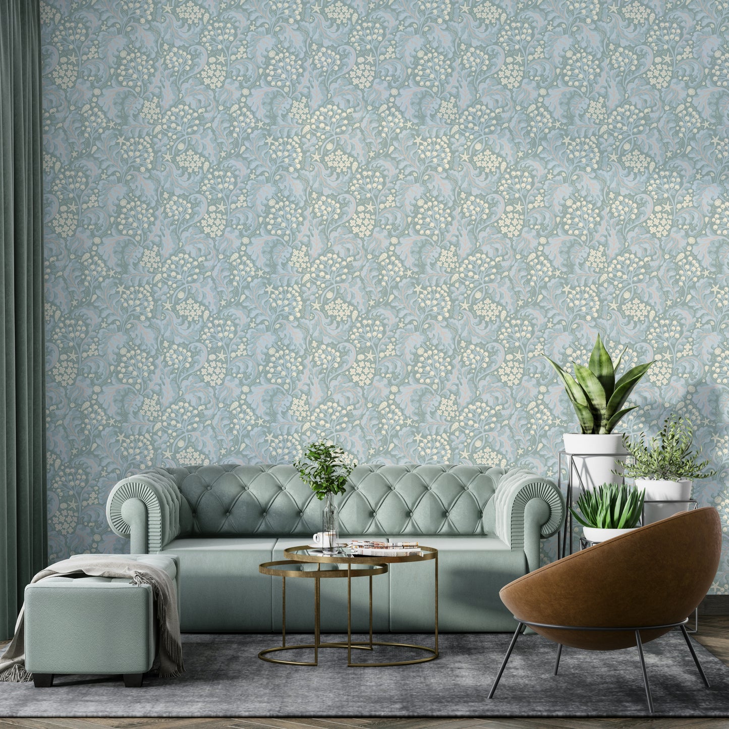 Shimmering botanical wallpaper for walls

