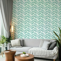 Modern tropical wallpaper with aqua tones

