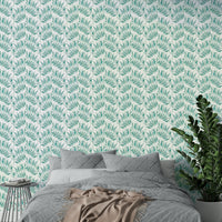 Calm botanical wallpaper with palm motifs

