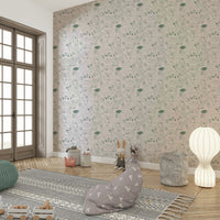 Soft green animal mural design
