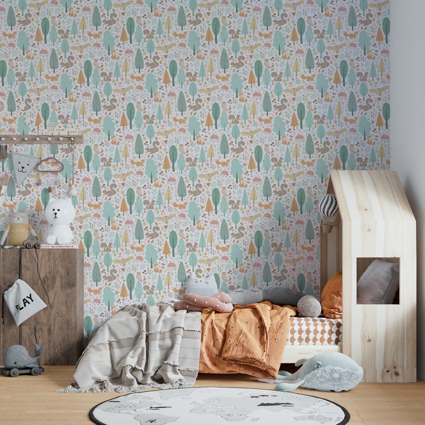 Squirrel and hedgehog wall mural
