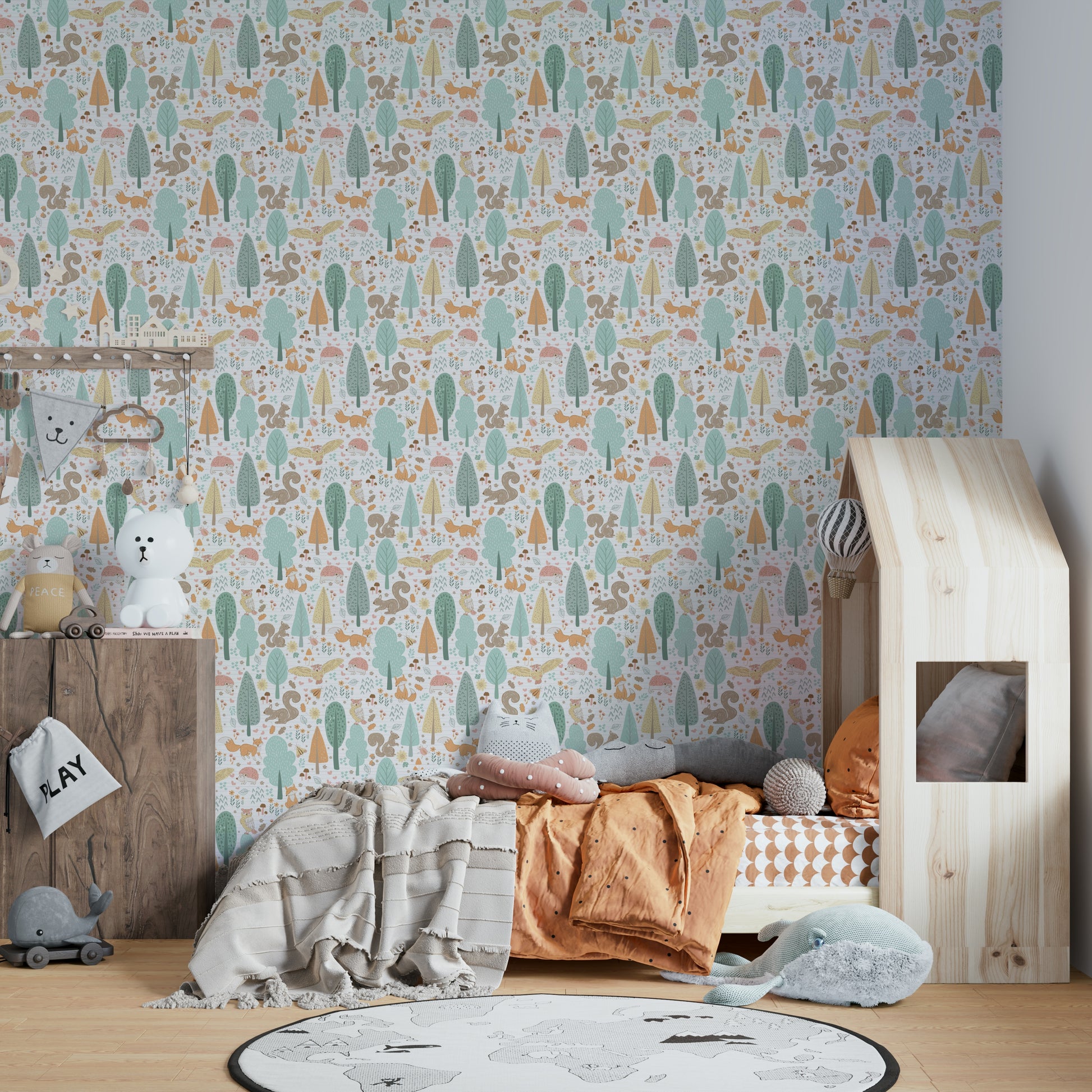 Squirrel and hedgehog wall mural
