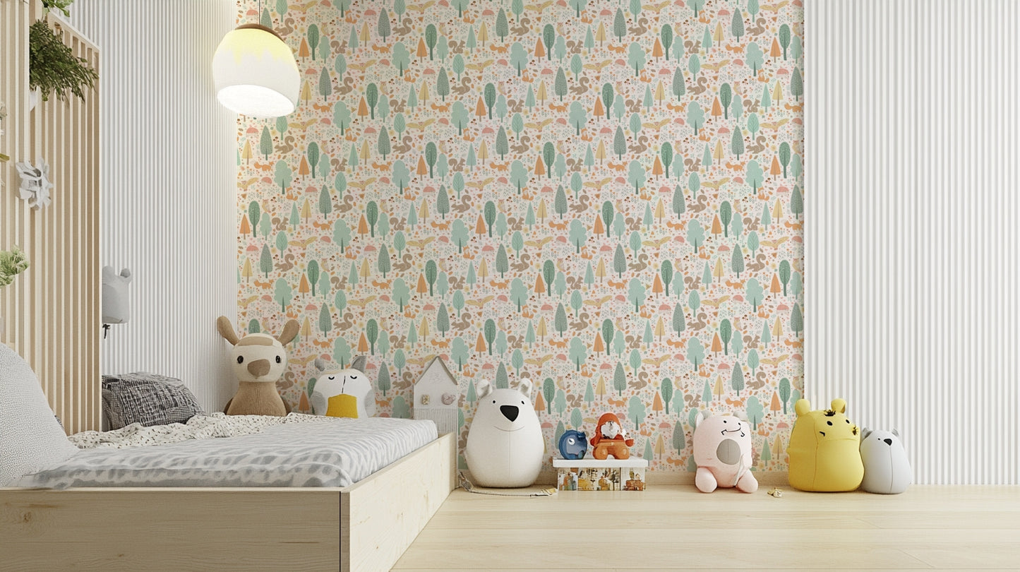 Children’s room animal wallpaper
