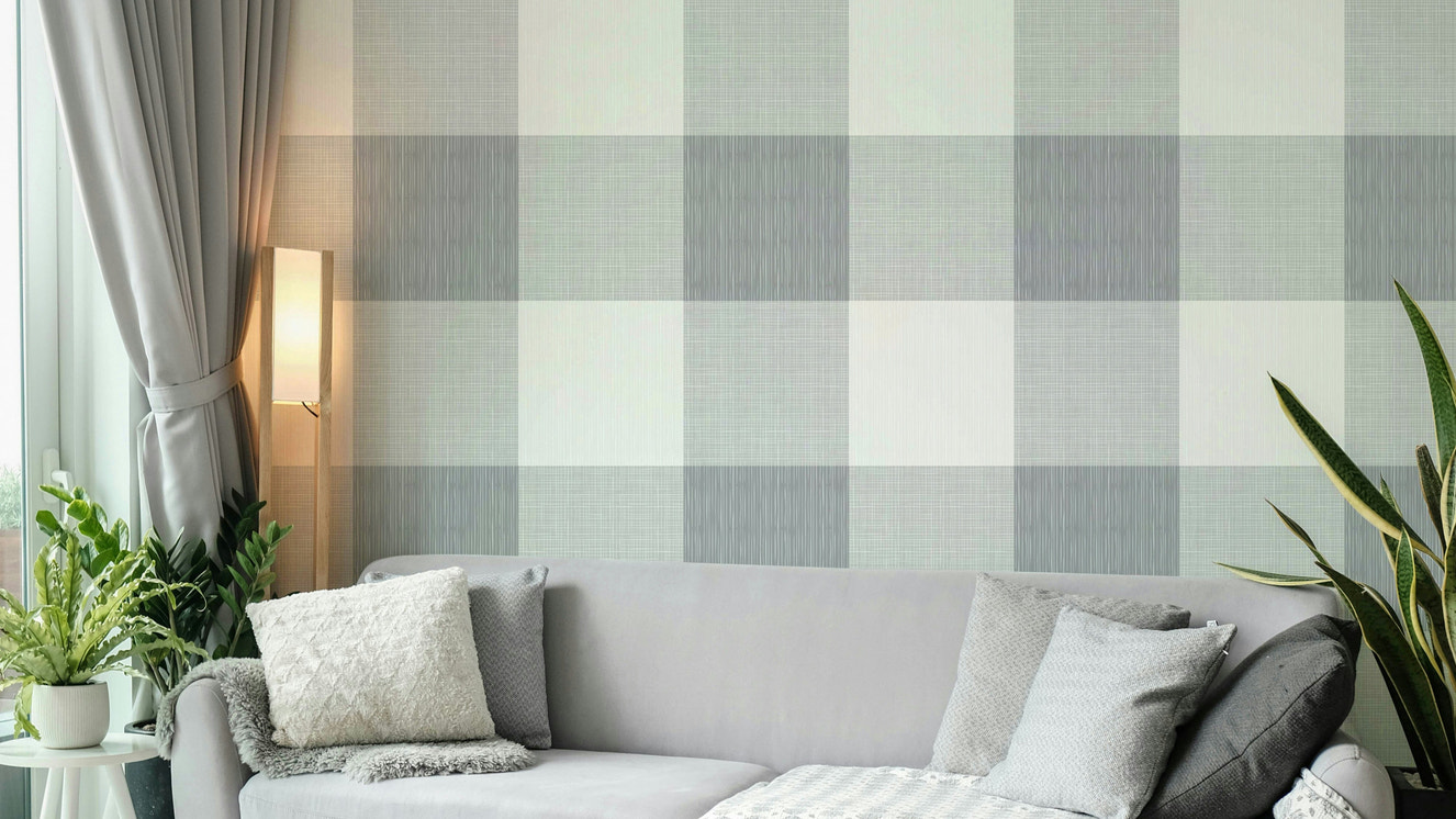 Cream and gray wall mural design

