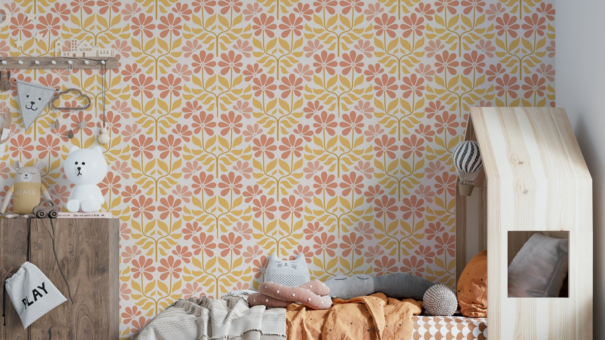 Retro blooms wallpaper with bold floral design

