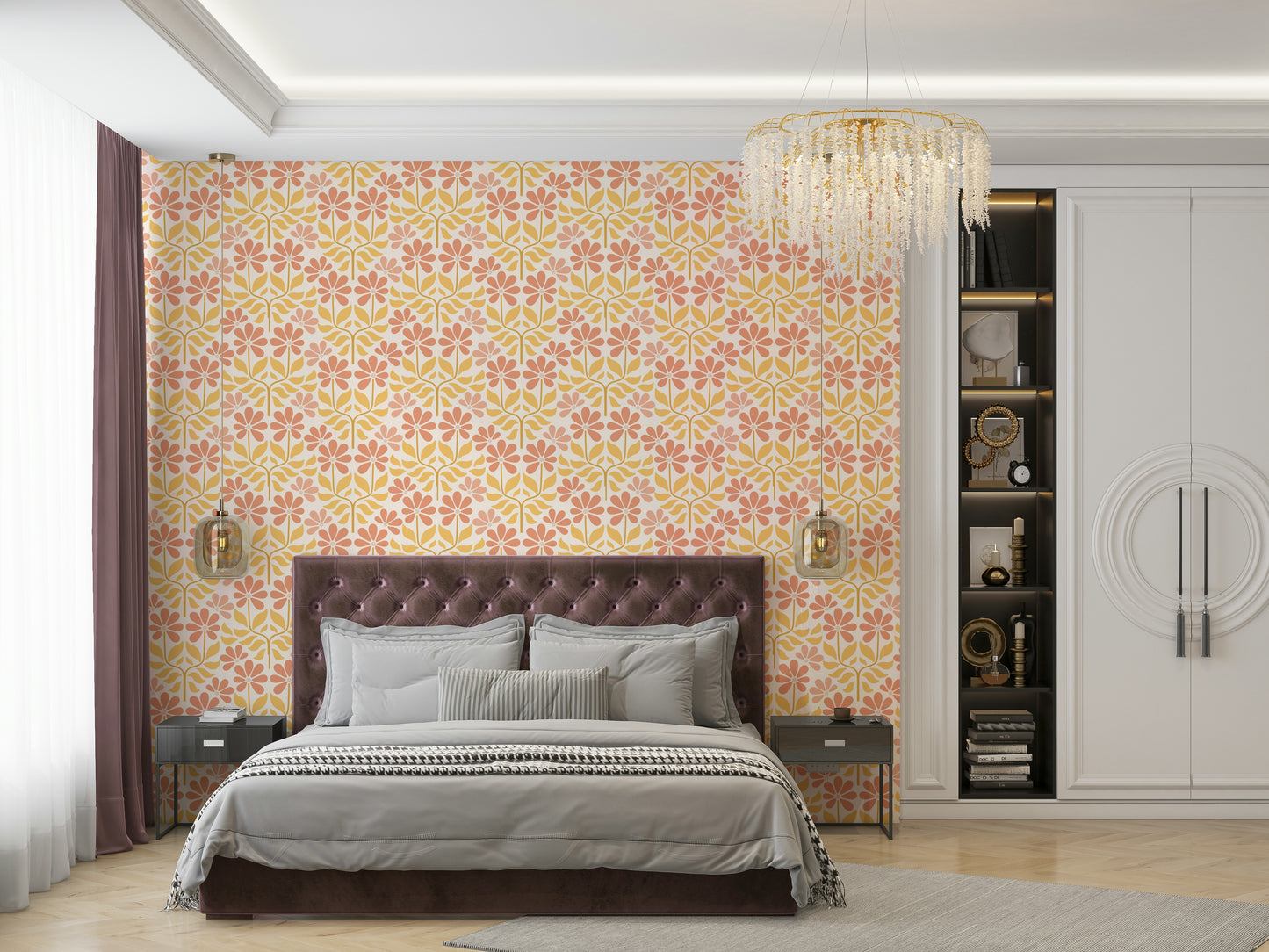 Artistic wallpaper featuring retro florals

