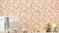 Cute floral wall design in warm colors

