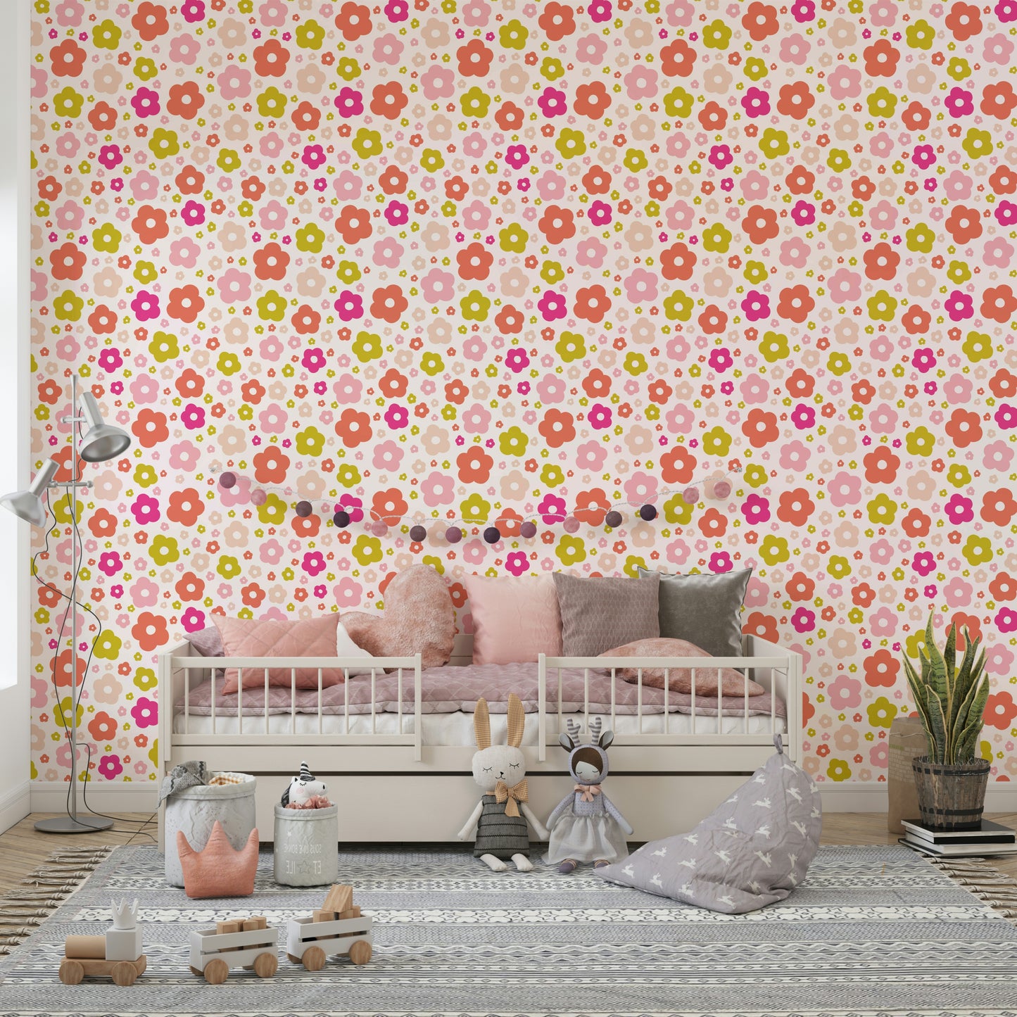 Colorful daisy pattern for joyful interiors

