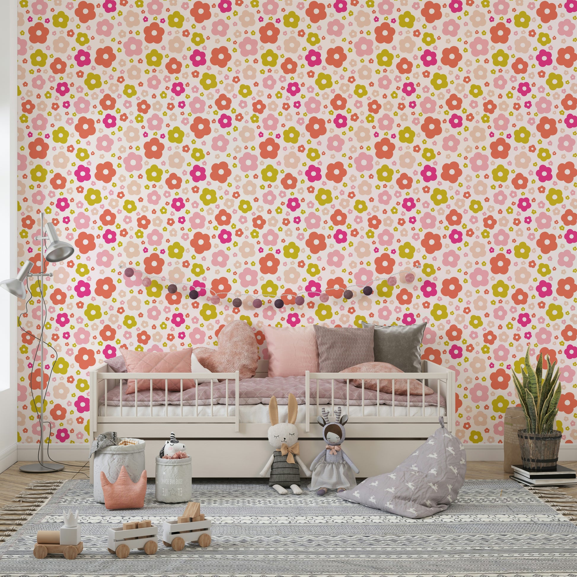 Colorful daisy pattern for joyful interiors

