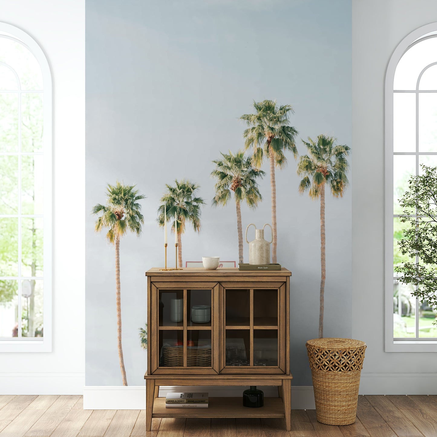 Warm light mural wallpaper design

