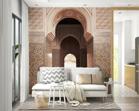 Calm wall mural with geometric detail

