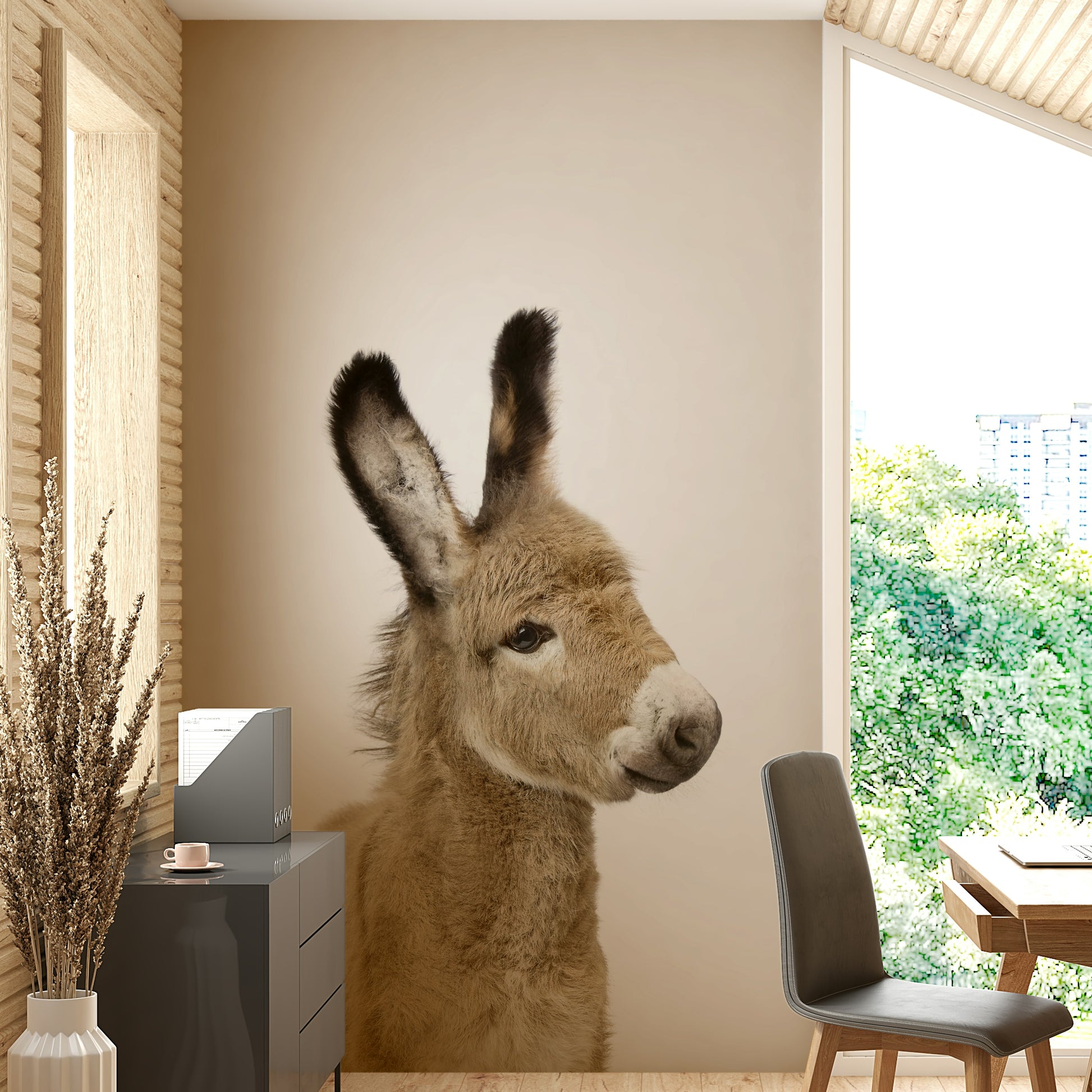 Cute baby donkey wallpaper for nursery walls

