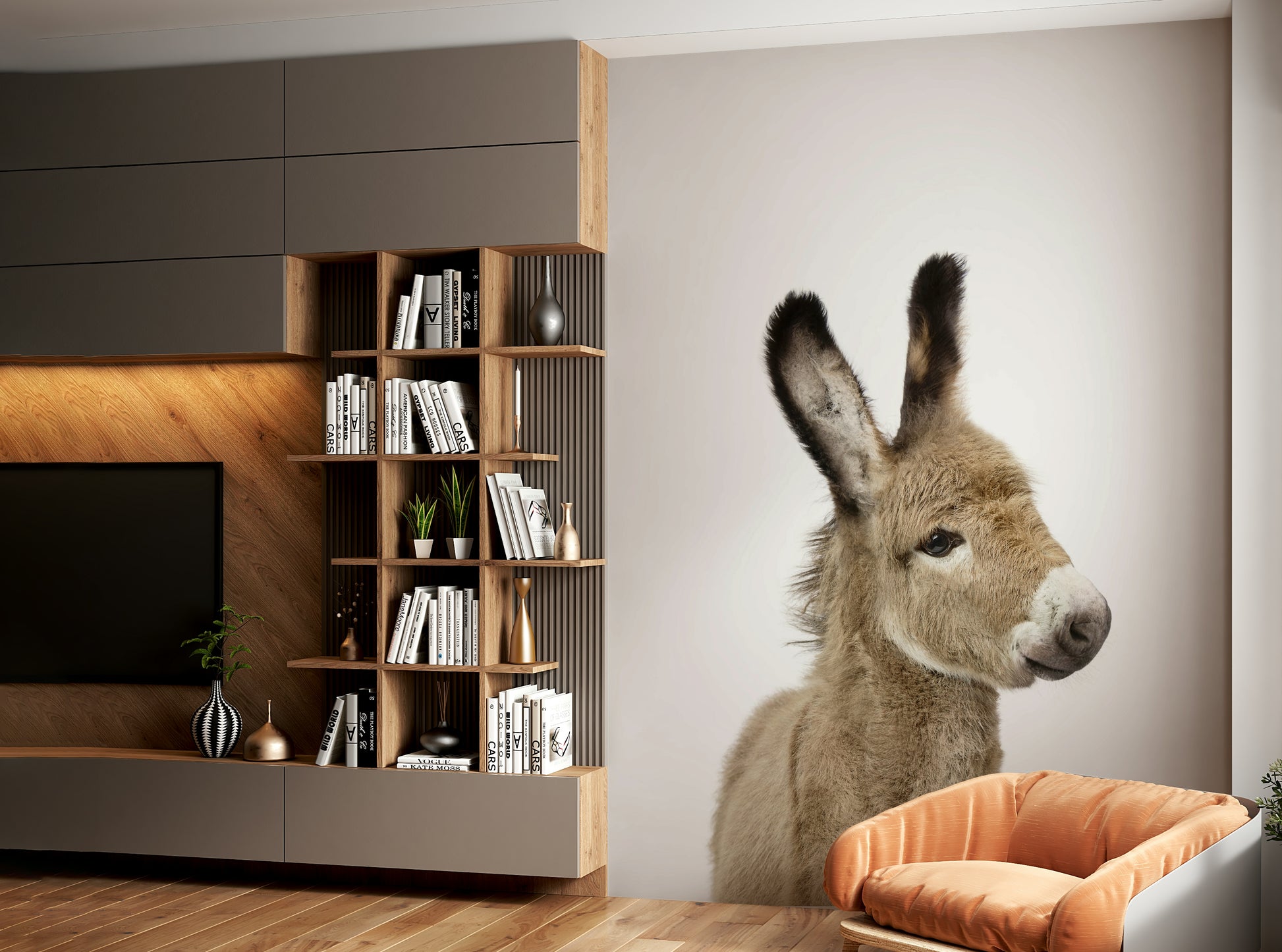 Durable wallpaper with baby donkey print


