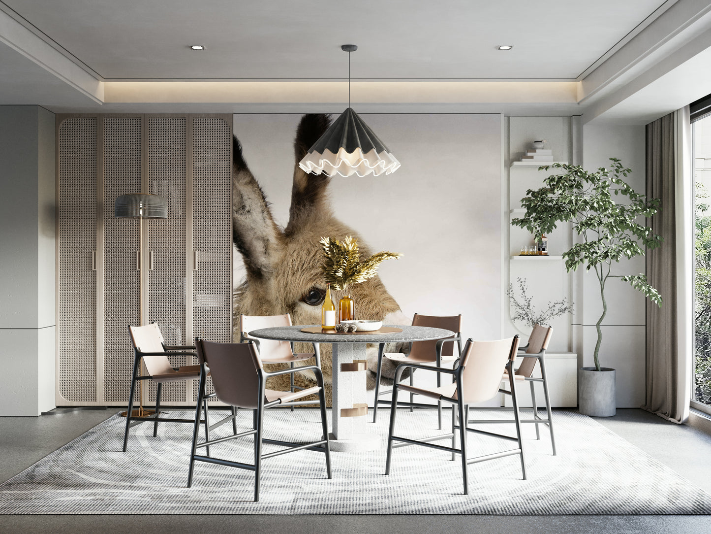 Playroom wallpaper featuring baby donkey

