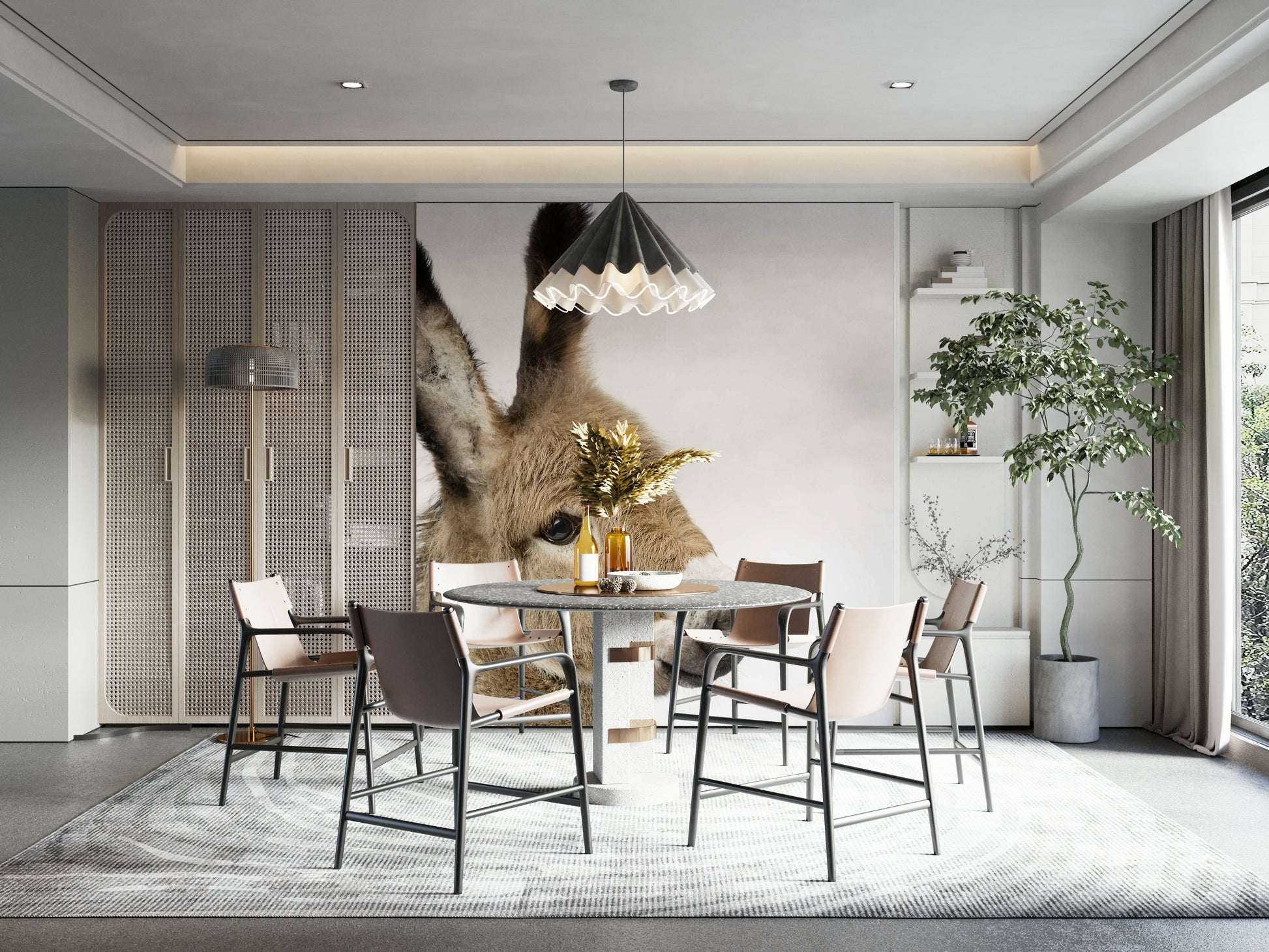 Playroom wallpaper featuring baby donkey

