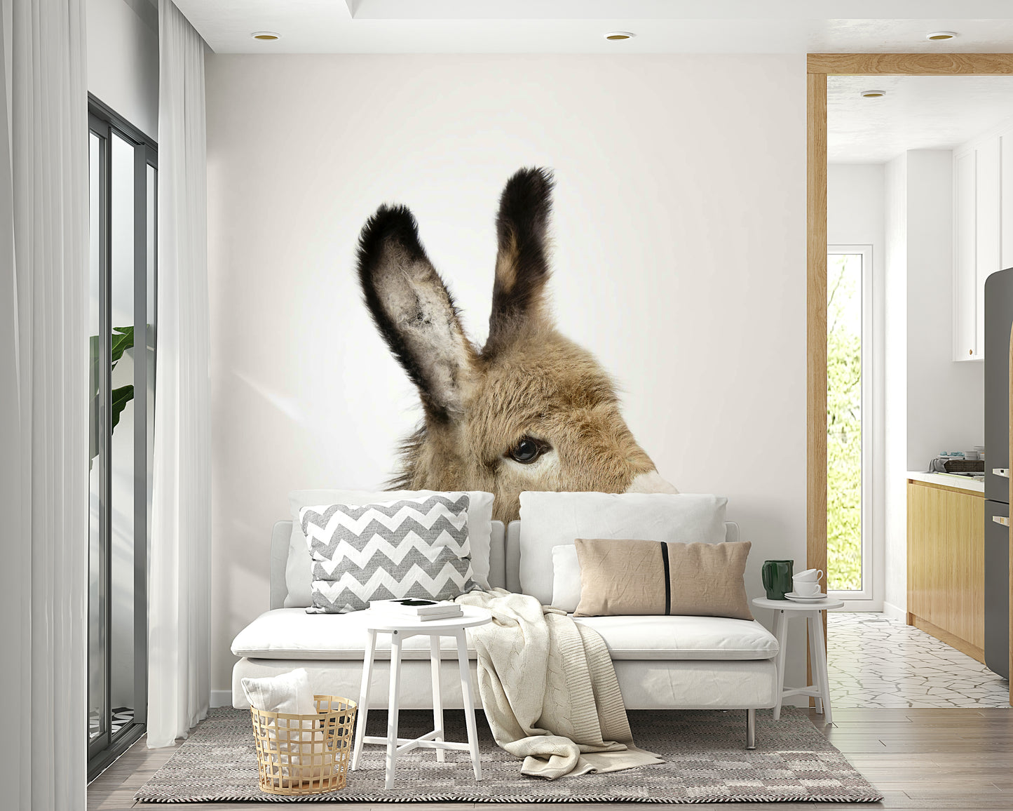 Child-friendly animal wall mural design

