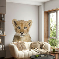 Baby lion wallpaper for playroom walls


