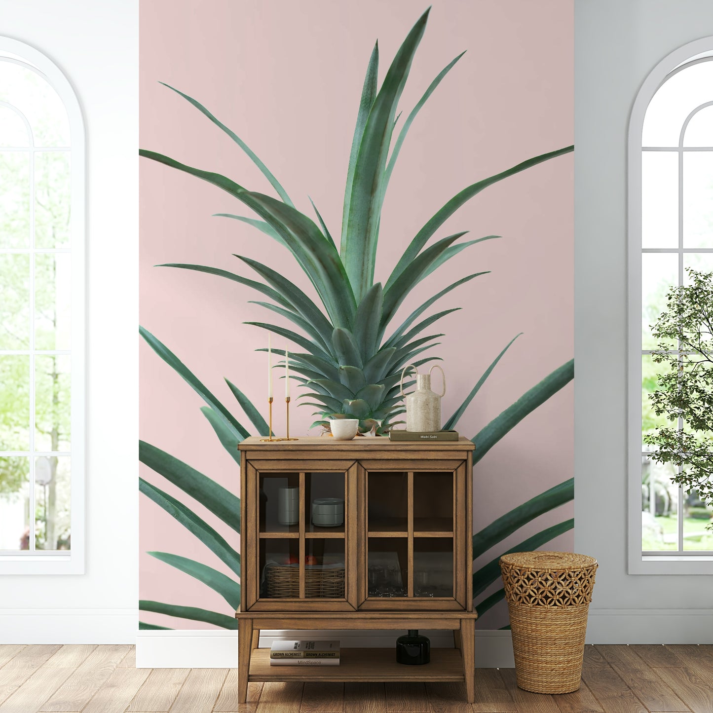 Kids’ room with bright pineapple wallpaper for walls
