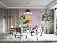 Detailed budgie perched on branch wall mural

