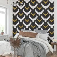 White and gold owl design
