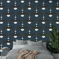 Black and white eagle mural
