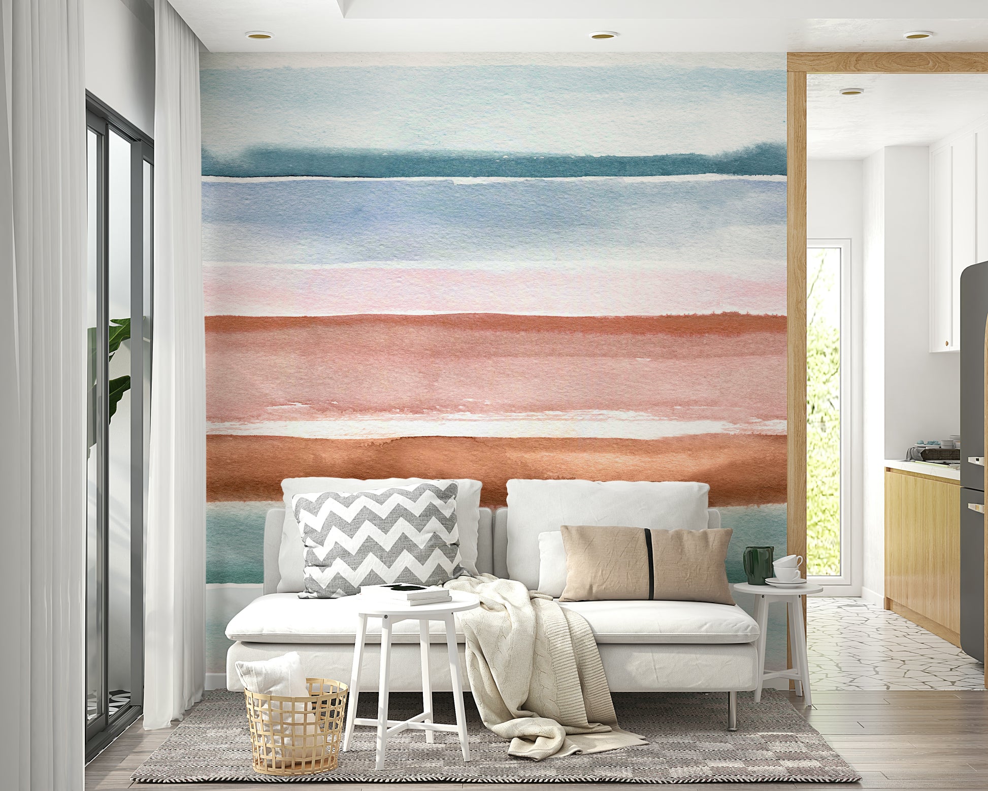 Relaxing watercolor stripes mural

