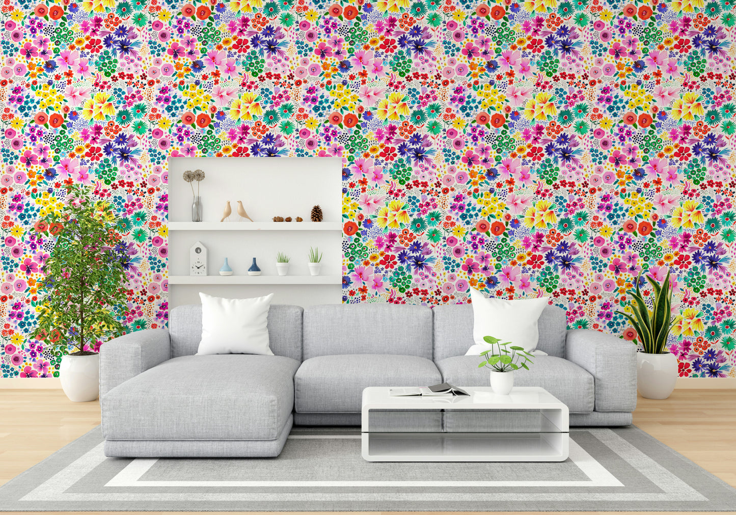 Joyful botanical mural for walls


