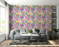 Multicolor flower field mural

