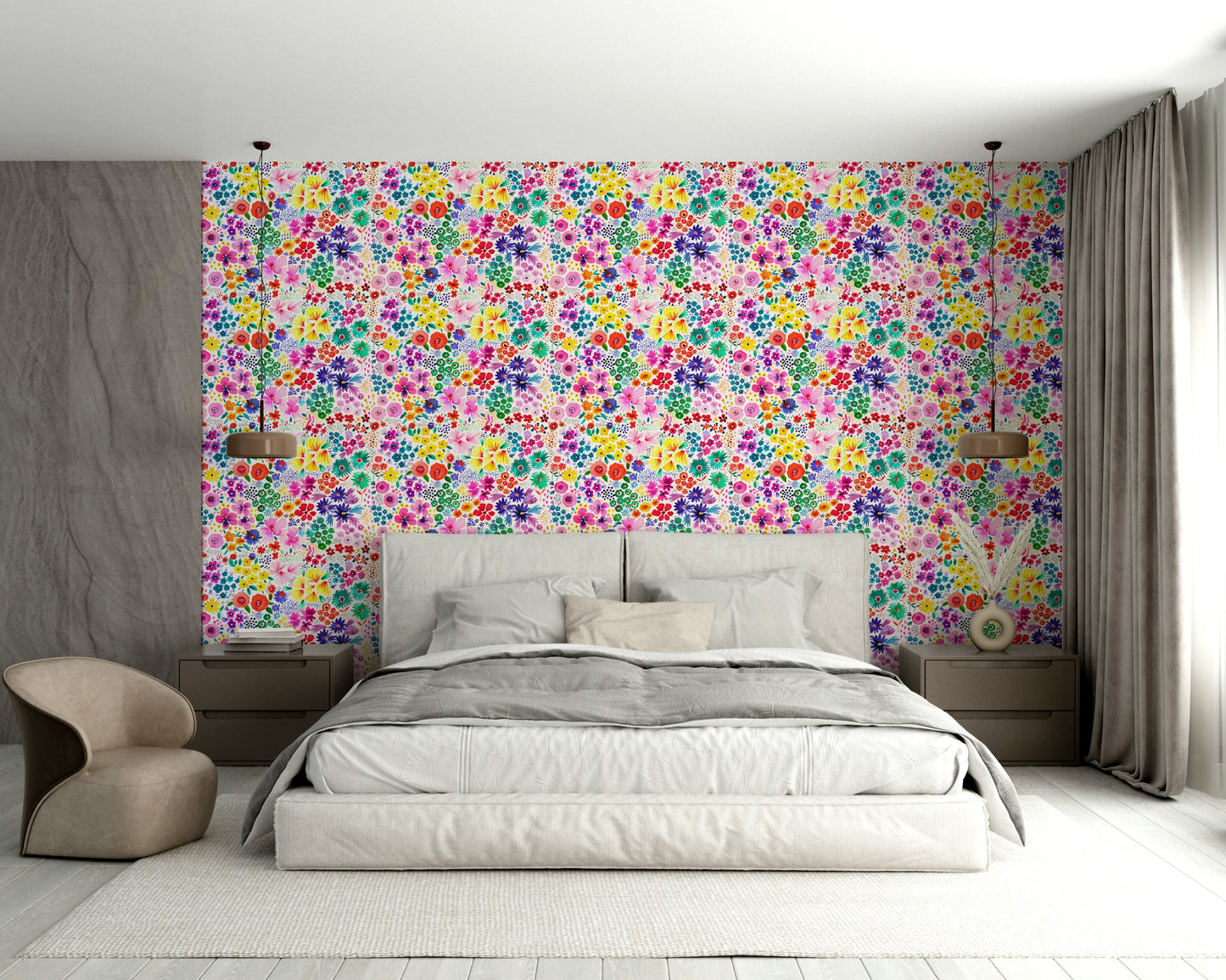 Colorful tiny flowers wall mural

