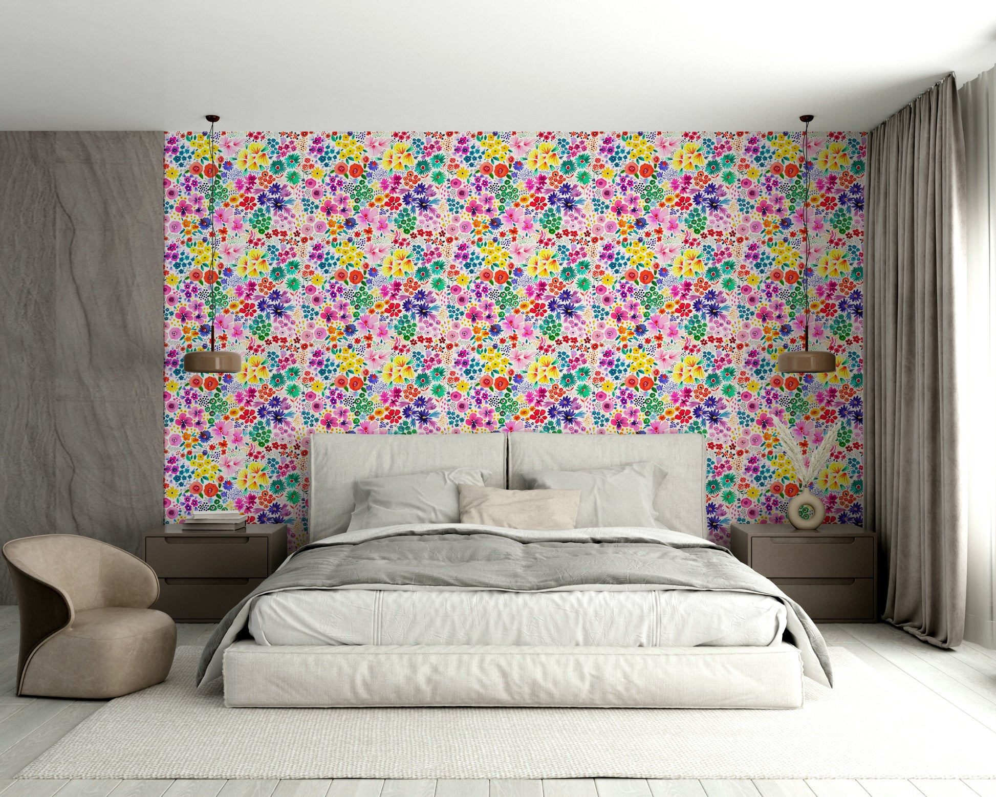 Colorful tiny flowers wall mural

