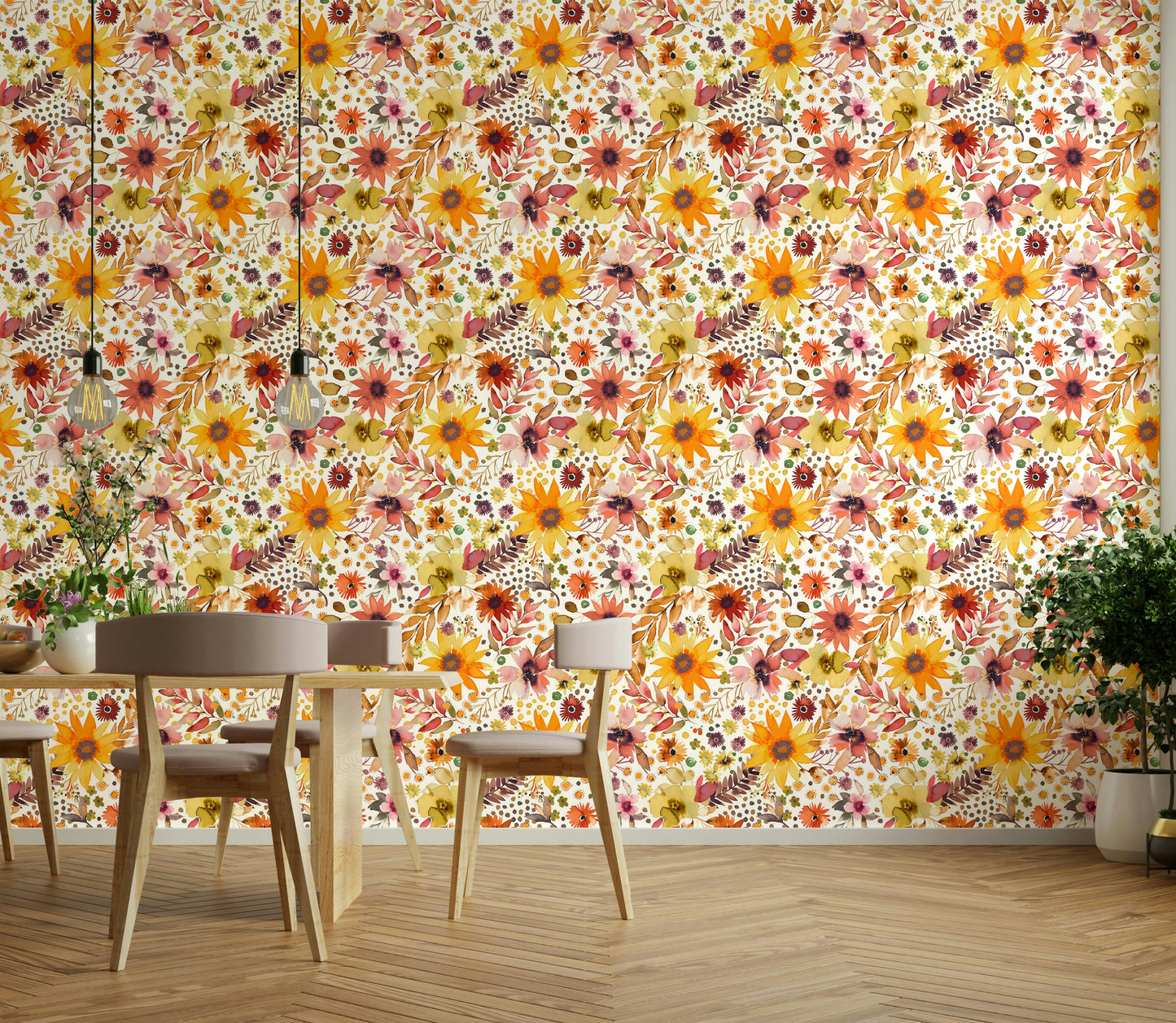 Bright floral wallpaper for walls

