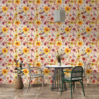 Golden floral wall mural


