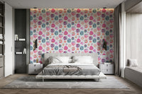 Multicolor large dot mural wallpaper

