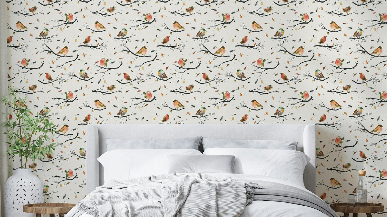 Robin birds mural wallpaper

