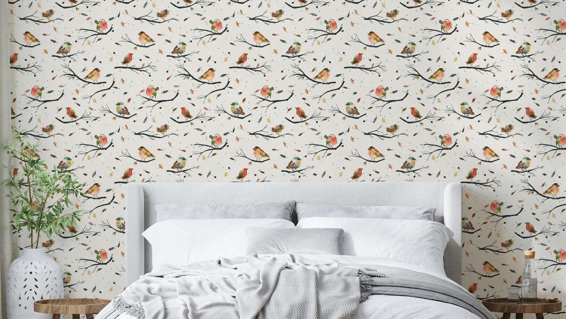 Robin birds mural wallpaper

