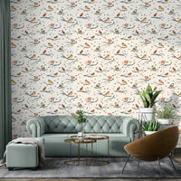 Soft robin design mural wallpaper

