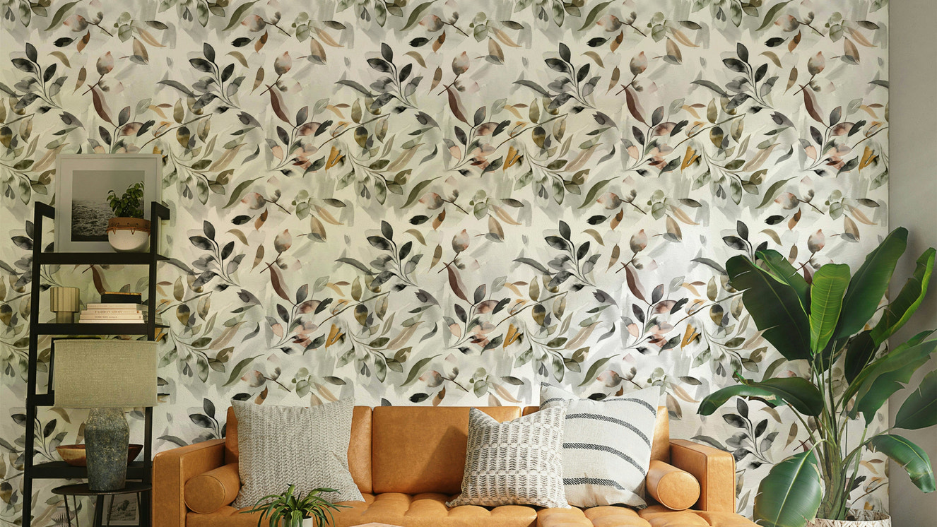 Watercolor leaf wall mural

