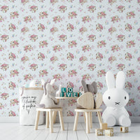 Playful turtle design wallpaper for nursery

