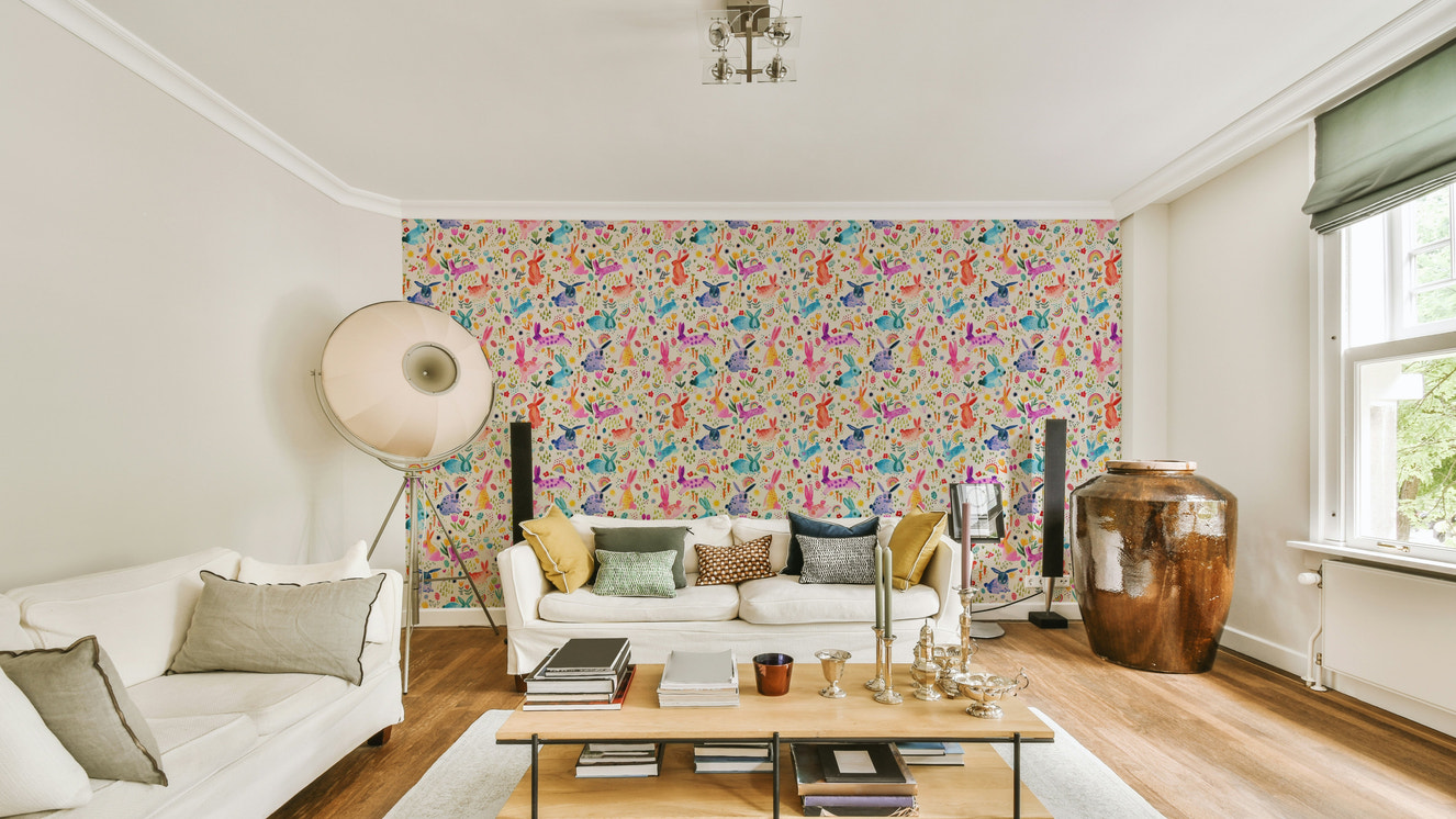 Kids rabbit wallpaper design

