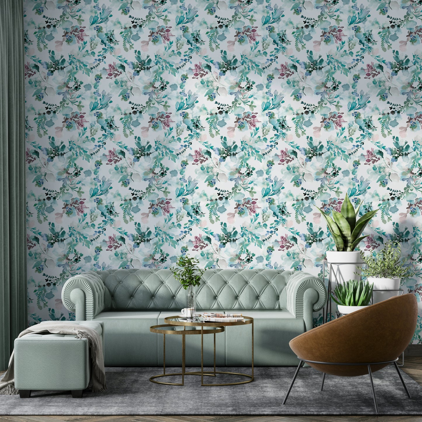 Artistic floral wall mural

