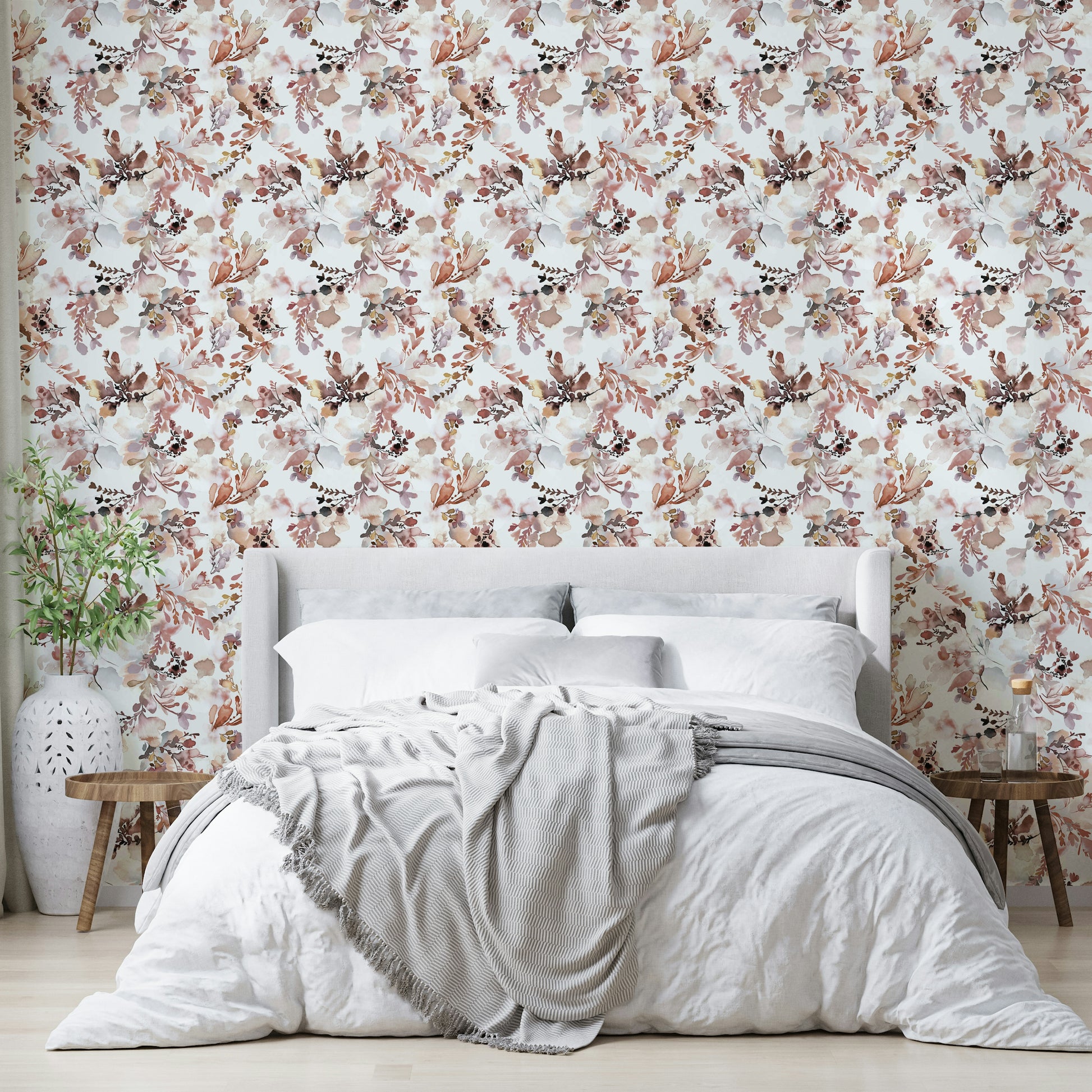 Terracotta floral wall mural

