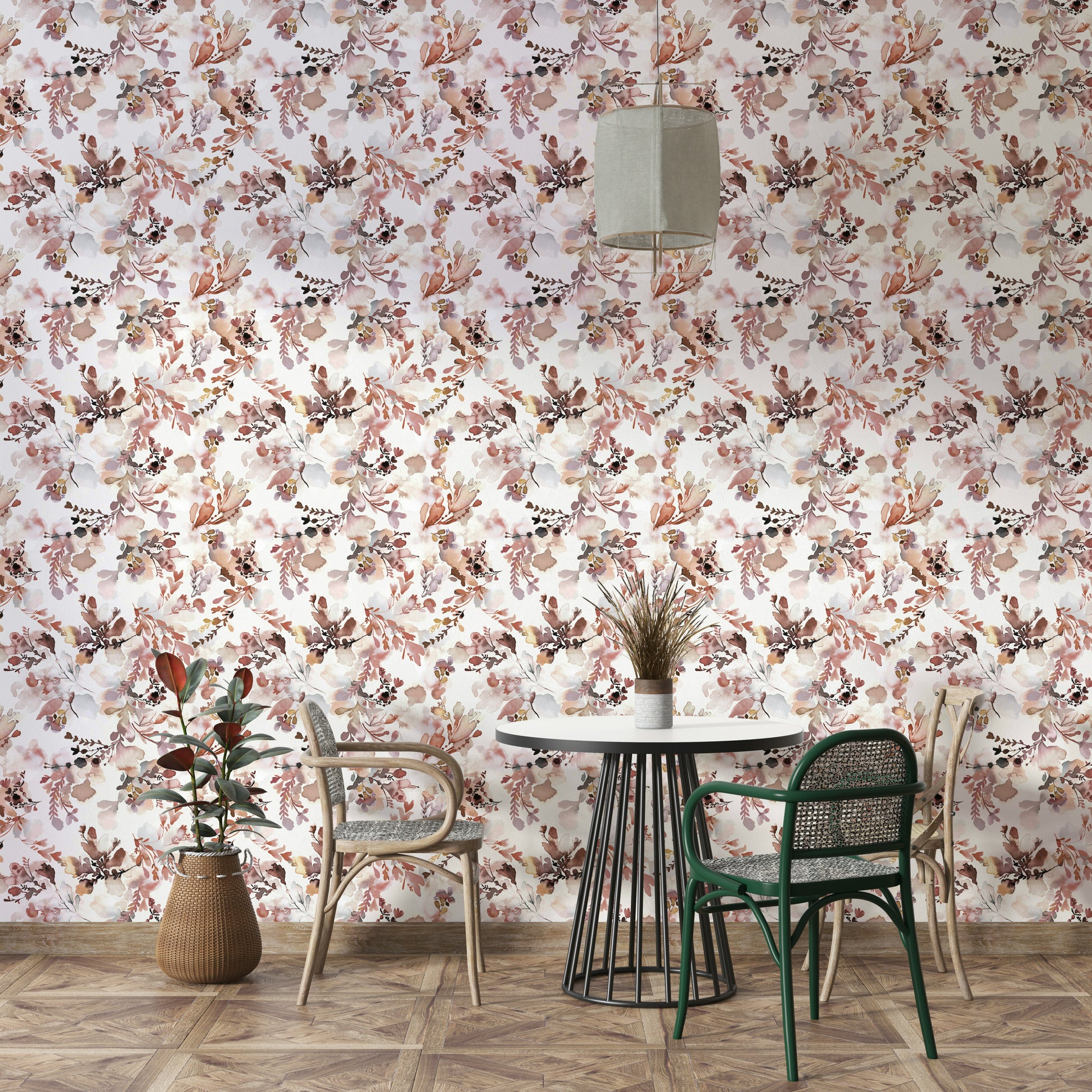 Beige and blush botanical wallpaper

