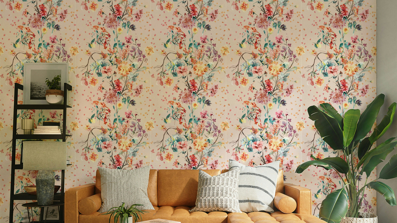 Vintage floral wallpaper print

